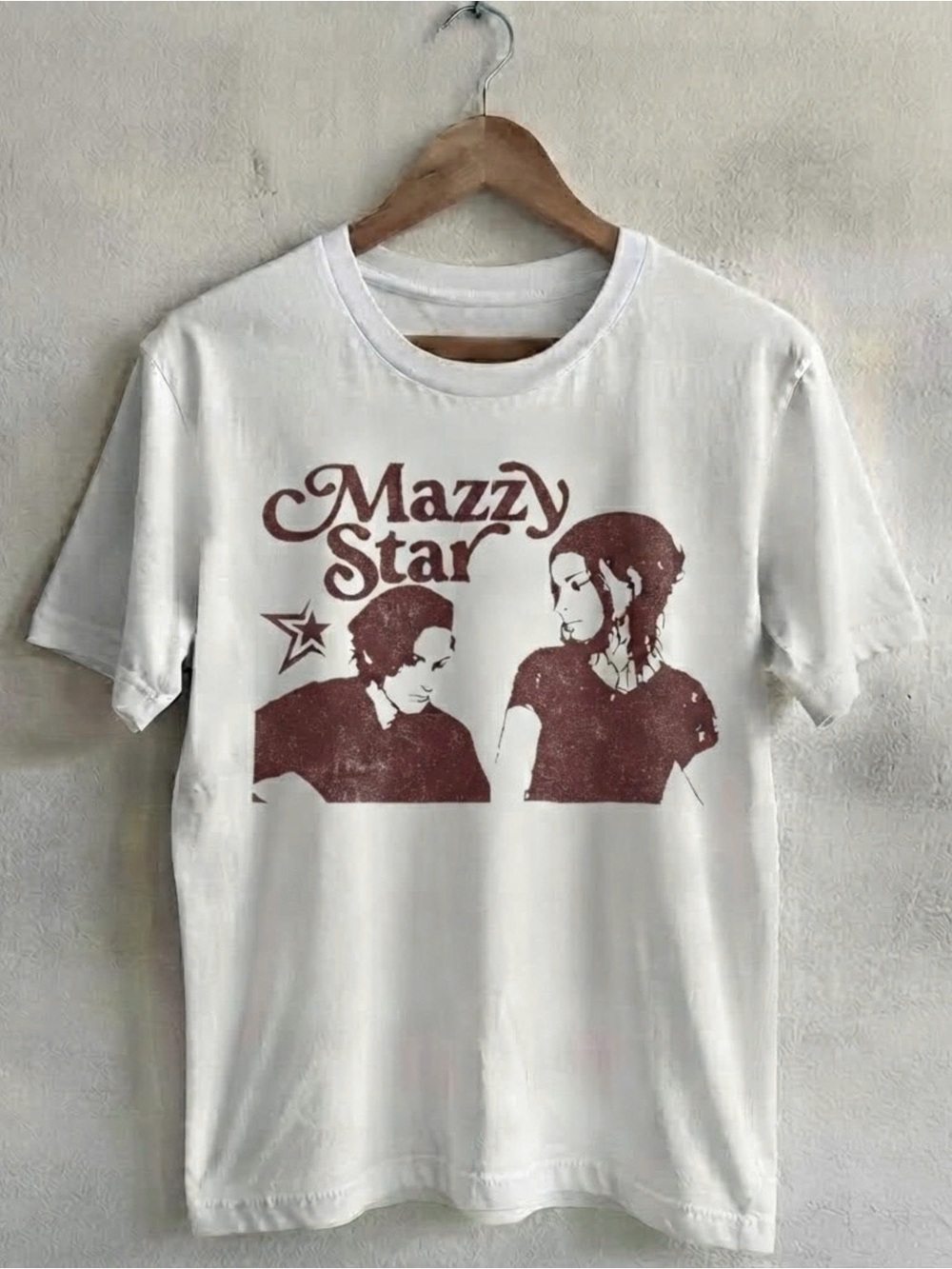Mazzy Star Vintage Graphic Tee - White with Maroon Print
